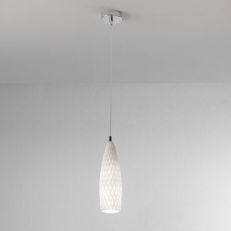 Sospensione Contemporanea Flut Metallo Cromo Vetro 1 Luce E27 (1/2)