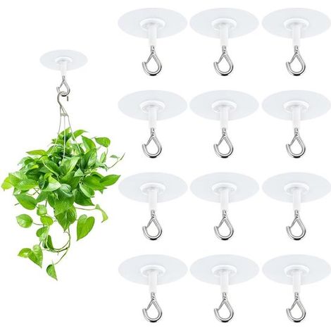 12 selbstklebende Deckenhaken Stabile Edelstahl-Ösenhaken ohne Bohren Runde wasserfeste Wandhaken für den Außenbereich ideal zum Aufhängen von in (1/5)