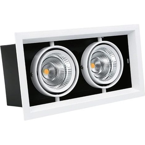 7-W-LED-Einbauleuchte, Doppelkopf, superhell, Aluminium-/Metallprojektor, schwer entflammbar, blendfrei, Deckenleuchte