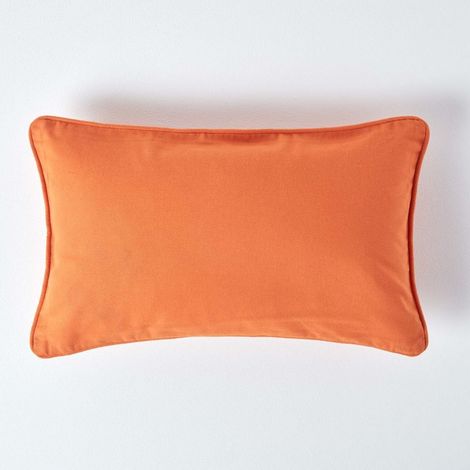 HOMESCAPES Cotton Plain Burnt Orange Rectangular Cushion Cover, 30 x 50 cm