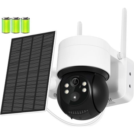 Caméra de sécurité à domicile 3MP/4MP Caméra Solaire Extérieure PIR Détection Humaine Caméra PTZ Sans Fil 30M Couleur Vision Nocturne Audio 2 Voies Caméra IP de Sécurité à Domicile(No SD Card,3MP) (1/5)