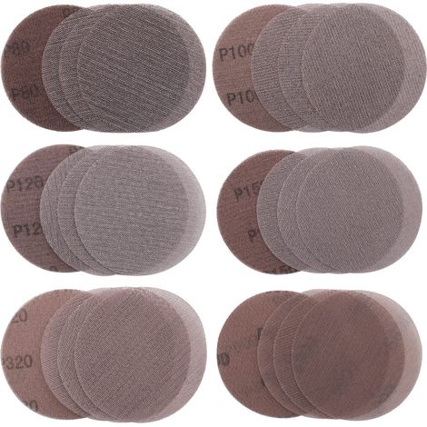 30 Stück 125-mm-Schleifscheiben mit Siebgewebe, Schleifgitter, Körnungen P80/P100/P120/P150/P320/P600, Schleifscheiben, Schleifpapier für staubfreies Schleifen von Holz, Lack und Spachtelmasse