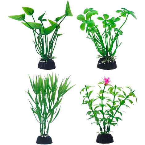 Plante Aquarium Artificielle, Petites 10 cm / 3,94 Pouces Plantes d'Aquarium Réalistes Plastique Plante Decoration Aquarium 4pcs (1/5)