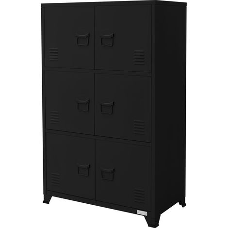ML-Design Schedario da Ufficio 75x40x120,5 cm Nero Acciaio Mobile a 4 Gambe Armadietto in Metallo 6 Ante 3 Scomparti Interni Armadio Industriale Portadocumenti in Acciaio di Stoccaggio (1/5)