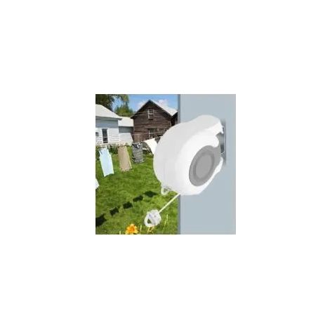 Blanc - 13m de longueur totale, double corde à linge extensible pour l'extérieur, corde à linge extensible murale de longueur réglable (1/2)