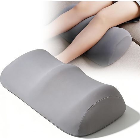 Coussin Genoux - 1 Pièce - Mousse Mémoire Forme - Double Croissant Ergonomique - Soulagement Jambes Dos - 50x30x14,5 Cm Gris (1/5)