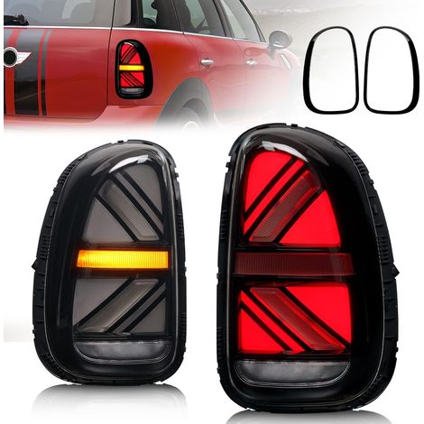 Tail Lights For Mini Cooper Countryman R60 JCW Union Jack 2010-16 R60 LED Rear Light With Sequential Turn Signals, Animation DRL, Smoke