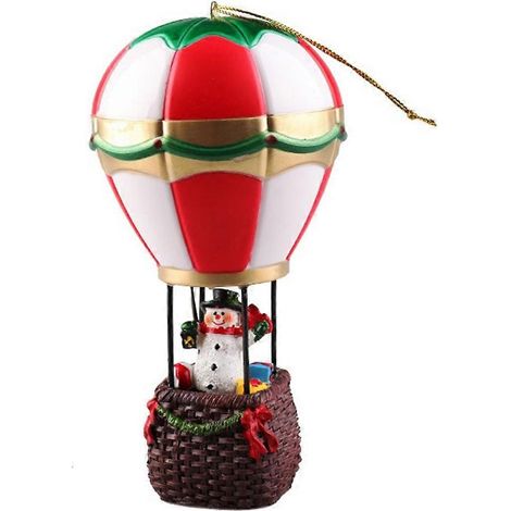Beleuchtete Weihnachtsmann-Heißluftballon-Ornamente aus Kunstharz (1/5)