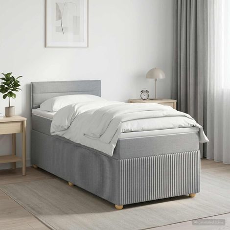 Cama box spring con colchón Gris Claro 80 x 200 cm Tela (1/5)