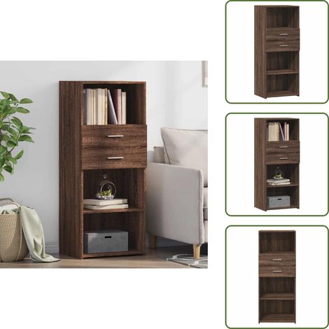 Highboard Braun Eichen-Optik 50x42,5x124 cm Holzwerkstoff - Sideboard - Hochschrank - Wohnzimmermöbel - Eiche Optik - Massivholzmöbel (1/5)
