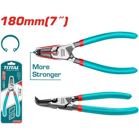 PINZA SEEGER ANELLI ELASTICI INTERNI BECCHI CURVI TESTA PIEGATA 180mm TOTAL