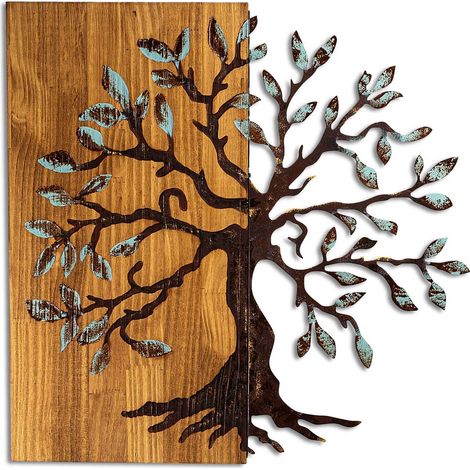 Décoration murale en métal et bois Arbre Modèle 5 (1/4)