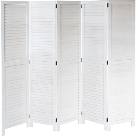 [NUNCA USADO] Biombo HHG-637, biombo separador de ambientes, aspecto shabby vintage, 170x205cm, blanco (1/5)