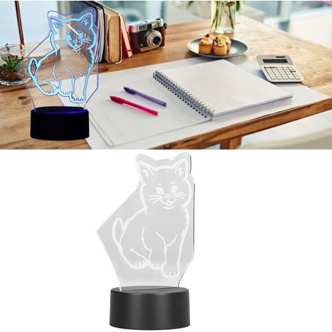 3D-Katzenlampe als Nachtlicht, kreative Touch-Lampe mit leuchtenden Blinkfarben, LED-Nachtlicht für Kinderzimmer, Nachttischlampe, Kindergeburtstagsgeschenk, USB- oder Batteriebetrieb (1/5)