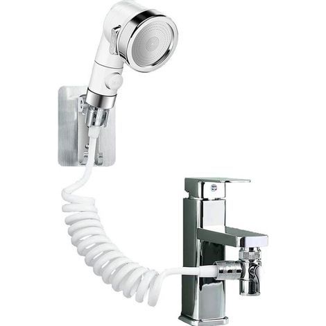 Kaelt - Ensemble Pommeau Douche pour Lavabo Douchette Adaptable sur Robinet Flexible de Robinet de Cuisine,Douchette de Salle de Bain Parfait pour Laver les Cheveux ou Nettoyer Animaux de Compagnie (1/5)