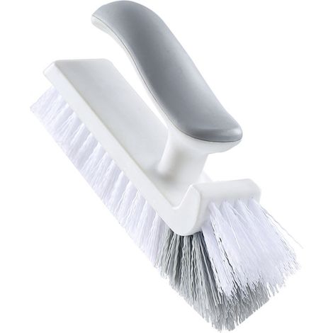 Brosse de nettoyage d'angles Brosse à récurer en V avec raclette pour joints carrelage salle de bain cuisine plastique blanc gris (1/5)