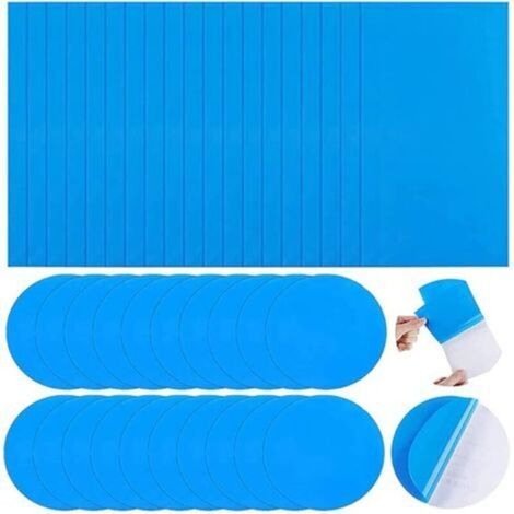 40 Pieces Swimming Pool Patch Repair Kit Self-Adhesive PVC Repair Patches Swimming Pool Liner Patch for Inflatable Beds Swimming Rings Kayaks Swimming Pools (Rectangle/Round) (1/5)