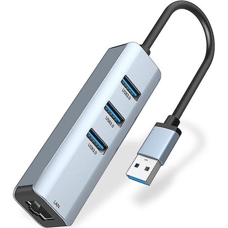 Hub USB 3.0, carte réseau hub USB vers RJ45 à 3 ports pour ordinateurs portables et tablettes (1/4)