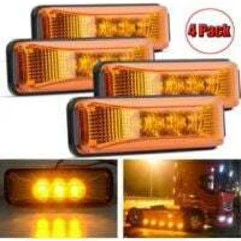 Set di 4 luci di posizione anteriori, 3,9 pollici, 3 LED ambra, impermeabili, montaggio a superficie per camion, rimorchi, camper, 12V