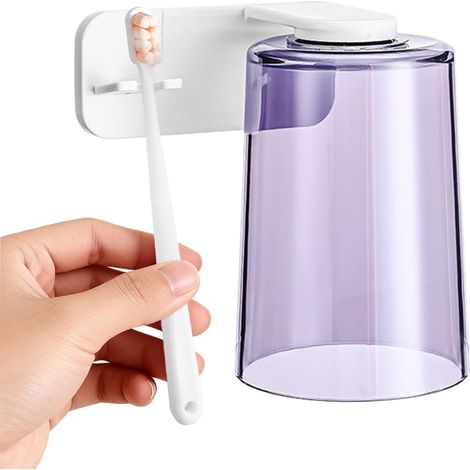Coupes De Rinçage Buccal - Support Mural Magnétique sans Perçage Inversé - Gobelet Rince-Bouche Et Support Rangement,pour Douche Toilettes Appartement Dortoir Bureau Hôtel