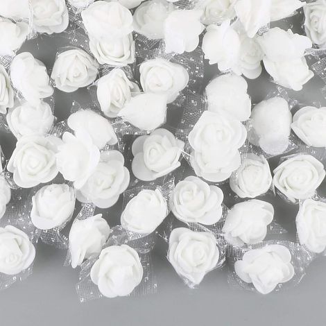 (Blanc - 2,5 cm) 200 boutons de roses artificiels en mousse PE, fleurs artificielles, décoration pour la maison, les mariages et les fêtes.-AquaForge (1/5)