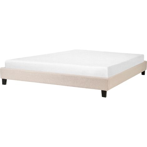 Bed without Headboard Fabric ROANNE 180 x 200 cm (EU Super King) Beige