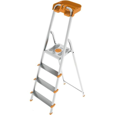 Scala a 4 gradini in Alluminio con portaoggetti per la casa e i professionisti MOD.ATTICA COLOMBO