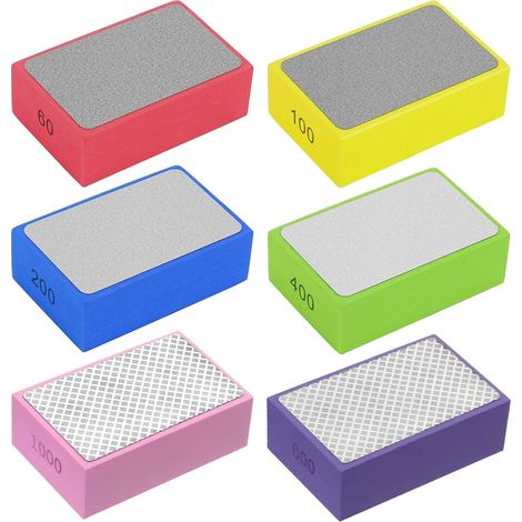 6 Éponge De Ponçage, Grain 60 À 1000, Bloc Carbure De Silicium, Pour Carreaux, Verre, Pierre (1/5)