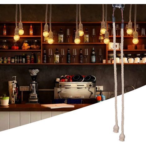 Pendelleuchte, E27 85V-265V Vintage-Pendelleuchte mit Hanfseil, DIY-Accessoire im Industriestil für Zuhause, Cafés, Bars und Restaurants (1/5)