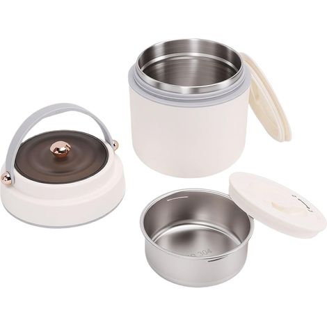 Insulated 304 Stainless Steel Lunch Container, Wide Mouth Food Pot with Folding Spoon for Hot Food, School, Office (1/5)