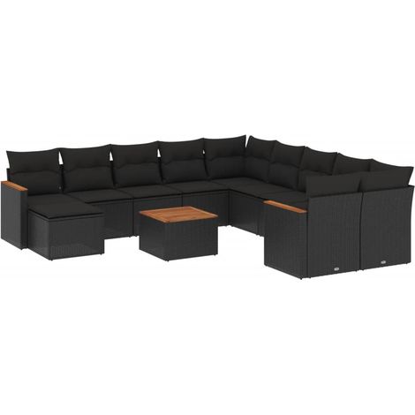 Maison Exclusive - Patio Sofa Set 11 plaza Black (1/5)