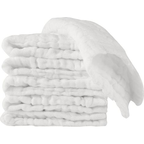 Pcs Debarbouillette Bebe, 25 x 25cm Ensemble de Débarbouillettes en Mousseline pour Bébé Douces Réutilisable, Debarbouillette (1/5)