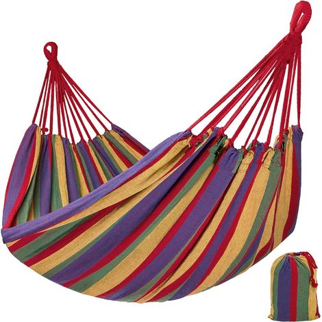 Filiyano – Sac de transport inclus – Hamac de jardin double 260 x 150 cm, longueur totale 280 cm, charge maximale 200 kg - Sac de transport inclus (1/3)