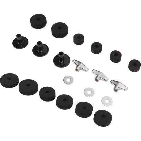 21 Pièces Patins Felt pour Cymbales Tambour Accessoire Antidérapant Kit de Remplacement Noir (1/5)