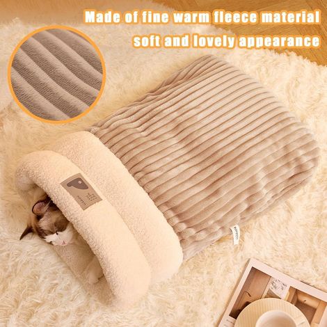 1x Lit Chat Semi-fermé, Velours Coton, Peau Agneau, Grotte Sécurisée, Pour Camping Intérieur (1/5)
