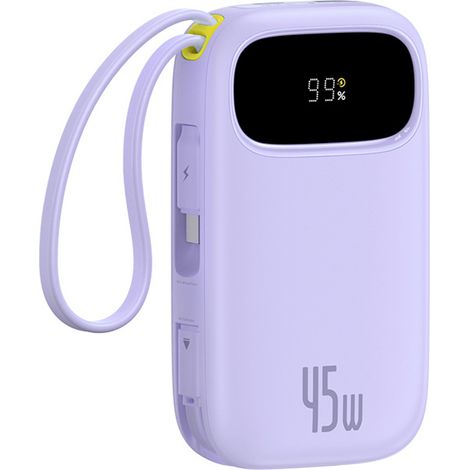 EnerFill FC31 20000mAh 45W Powerbank mit Display und USB-C-Lightning-Kabeln – Lila (1/4)