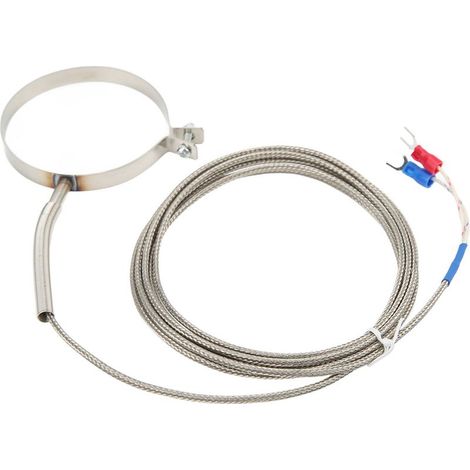 Capteur de température thermocouple type K 0 à 400°C, tige filetée 60mm en acier inoxydable, câble 2 mètres pour applications industrielles (1/5)