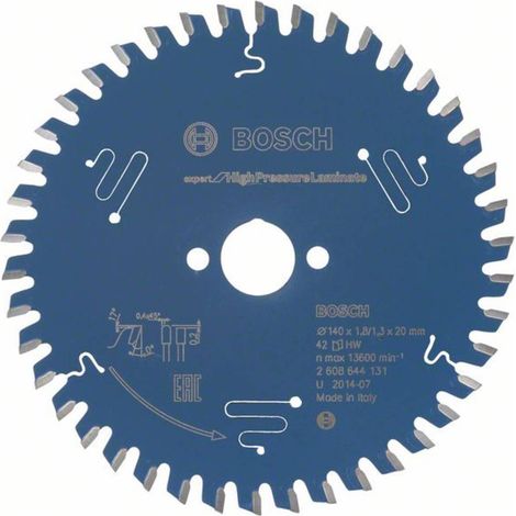 Bosch – Lame de scie circulaire 140mm – Alésage 20mm – 42 dents Microteq pour stratifié haute pression – Coupe nette et silencieuse