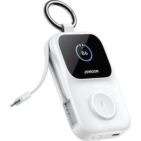 Batería externa de 5000 mAh con carga inalámbrica de 5 W para relojes - Blanca (1/5)