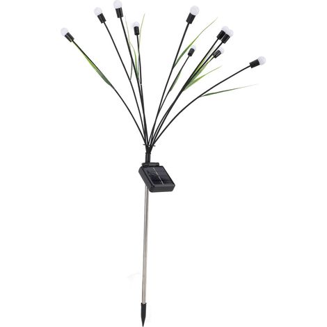Guirlande lumineuse LED Firefly 800mAh IP65 étanche, solaire, 10 têtes, blanc chaud, tige noire avec feuilles, idéale pour Noël, mariage et jardin. (1/5)