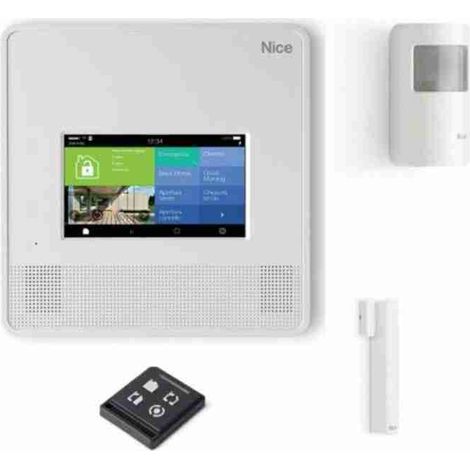 Nice MNKITW7001TC - Kit allarme MyNice: centrale 99 zone in 6 aree, radio bidirezionale Dual Band, Wi-Fi ed espansione filare, con touchscreen a colori 7". Trasmettitore 4 canali, rivelatore magnetico