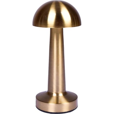 Lampe de table champignon en acier, 3 couleurs d'éclairage, luminosité réglable LED décorative à intensité variable avec commande tactile Chambre, salon, café, bar Laiton antique (1/5)
