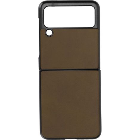 Étui rigide en cuir pour Samsung Galaxy Z Flip 3, coque antichoc et antiraie, vert militaire (1/5)