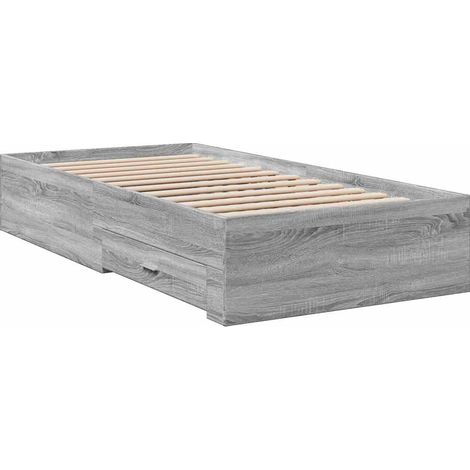 Cama con cajones madera de ingeniería gris Sonoma 90x190 cm vidaXL