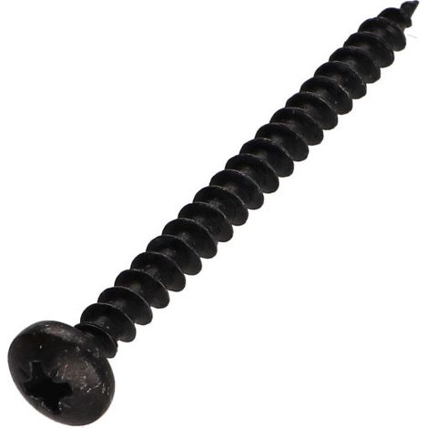 VBA Vis bois agglo Tête ronde TR Pozi N°2 5X60 Acier zingué noir-200 pièces