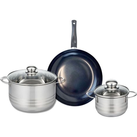 Ensemble de 1 Poêle de cuisson 28 cm et 2 faitouts 16 et 24 cm Elo Prima Brillant (1/5)