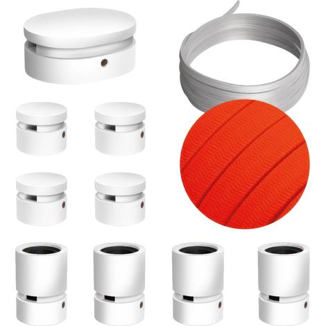 Sistema Filé Symmetric Kit - con cavo di 5 m per catenaria e 9 componenti in legno verniciato bianco per interni