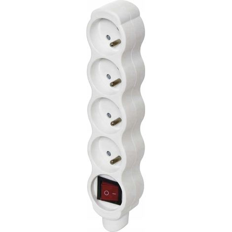 Multiprise avec interrupteur pour rallonge 4 prises avec/sans 16 A blanche P1400N
