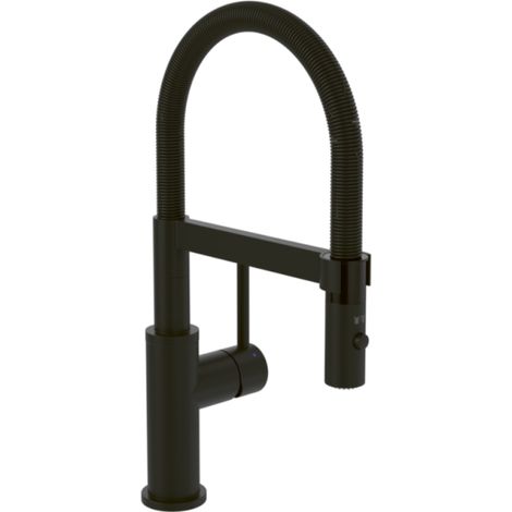 Villeroy & Boch – Robinet de cuisine semi-pro noir mat – Douchette flexible avec ressort – Pivotement 360° – Jets économes en eau 7,03/7,28 l/min