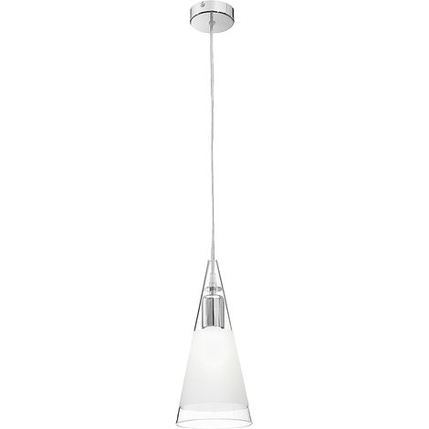 Lampada a sospensione singola RENOIR - Struttura in Metallo Cromato e Diffusore in Vetro Soffiato Bianco Satinato, Attacco E27, IP20 - Rossini (1/5)